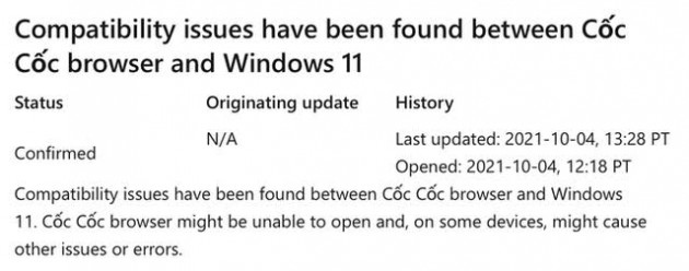 Ứng dụng Việt Cốc Cốc vẫn hoạt động ổn định trên Windows 11 sau khuyến cáo của Microsoft