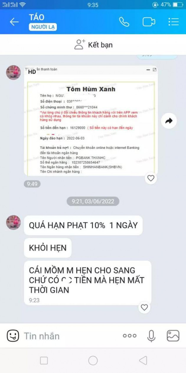 Vay 10 triệu qua app phải trả 15 triệu đồng sau 5 ngày - Ảnh 1.