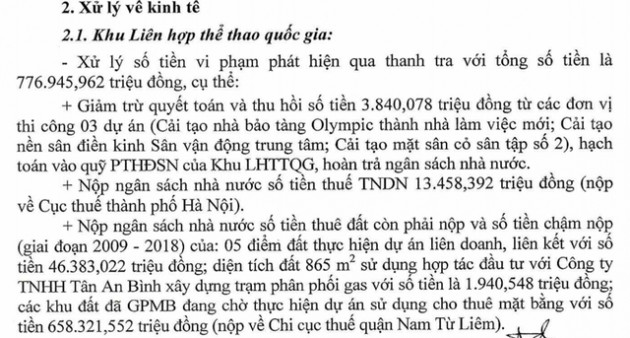 Vi phạm của Khu Liên hợp thể thao quốc gia gây thất thoát gần 800 tỷ đồng - Ảnh 2.