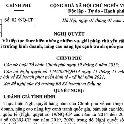 Vì sao Nghị quyết 02 của Chính phủ chỉ dài 3 trang?