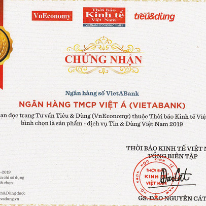 VietABank nhận giải thưởng Top 100 sản phẩm, dịch vụ Tin & Dùng Việt Nam 2019