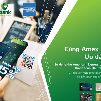 Vietcombank hoàn 15% cho mọi giao dịch thẻ tín dụng AMEX qua QR VNPAY