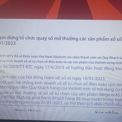 Vietlott đột ngột tạm dừng quay số mở thưởng