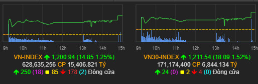 VN-Index vượt đỉnh lịch sử 1.200 điểm - Ảnh 1.