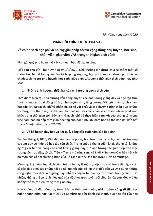 Vụ thu học phí cả trăm triệu đồng cho 3 tháng dù tiền đóng trước đó chưa sử dụng đến: Trường Quốc tế càng gây bức xúc khi đưa lý do trả lương cho giáo viên - Ảnh 1.