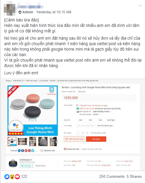 Xuất hiện hình thức lừa đảo mới của các gian hàng "ma" trên Shopee