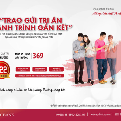 34 năm Agribank: Tuần lễ tri ân, chuyển tiền vào tài khoản khách hàng