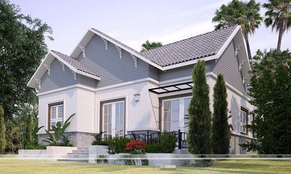 4 kiểu nhà mái Thái 1 tầng 4 phòng ngủ, có sân vườn như resort