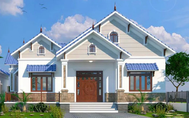 4 kiểu nhà mái Thái 1 tầng 4 phòng ngủ, có sân vườn như resort