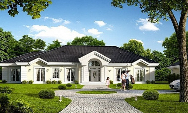 4 kiểu nhà mái Thái 1 tầng 4 phòng ngủ, có sân vườn như resort