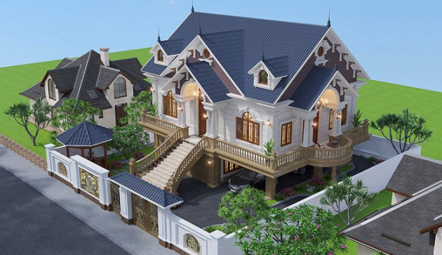 Biệt thự 2 tầng mái Thái gây mê bởi thiết kế đẹp và tiện nghi