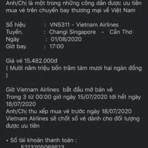 Cảnh báo lừa đảo bán vé máy bay đưa công dân về nước tránh dịchicon