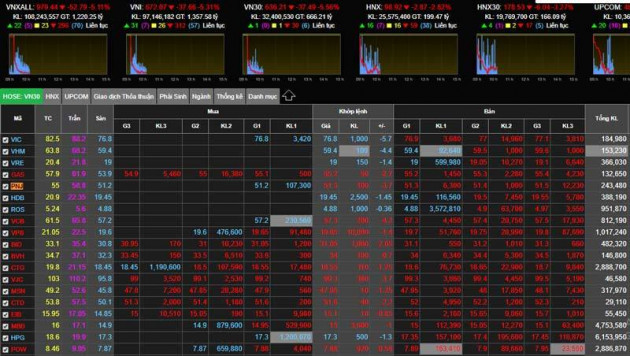 Chứng khoán giảm sâu, VN-Index xuống dưới 700 điểmicon