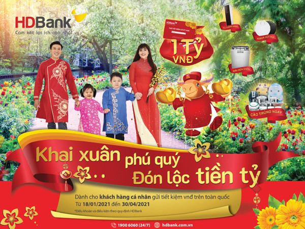 Cơ hội đón lộc tiền tỷ khi gửi tiết kiệm HDBank