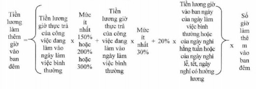 Công thức tính tiền lương làm thêm giờ, làm việc ban đêm - Ảnh 4.