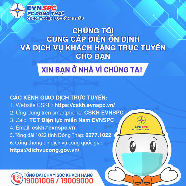 Covid-19, EVNSPC khuyến khích khách thanh toán tiền điện, sử dụng dịch vụ trực tuyến