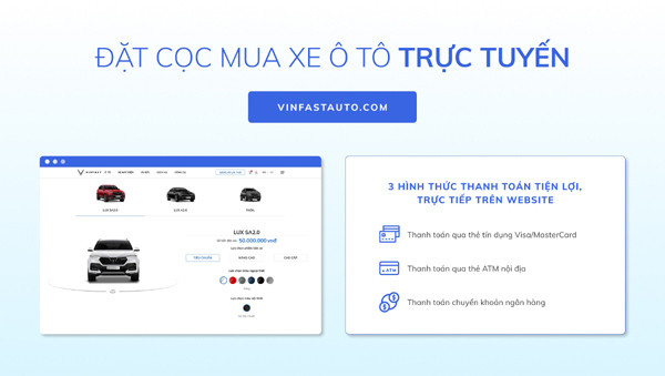 Đã có thể mua ô tô Vinfast trực tuyến