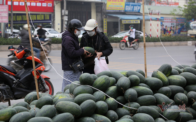 Hà Nội triền miên giải cứu: Những đống dưa hấu khắp vỉa hè