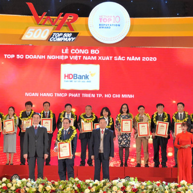 HDBank đạt top 50 doanh nghiệp xuất sắc nhất Việt Nam 2020