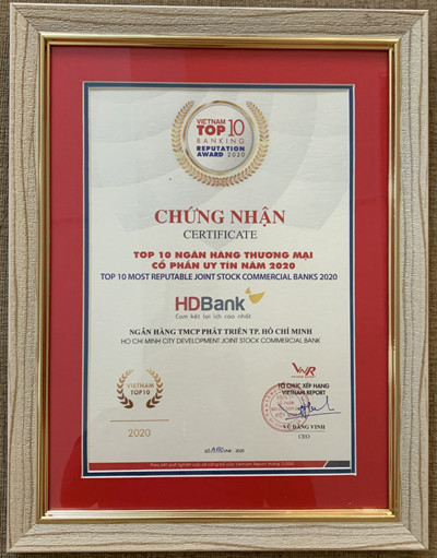 HDBank vào top 5 ngân hàng TMCP tư nhân uy tín năm 2020