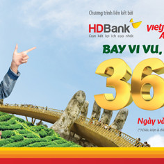 Hoàn tiền tới 36% cho khách mua vé Vietjet qua HDBank eBanking