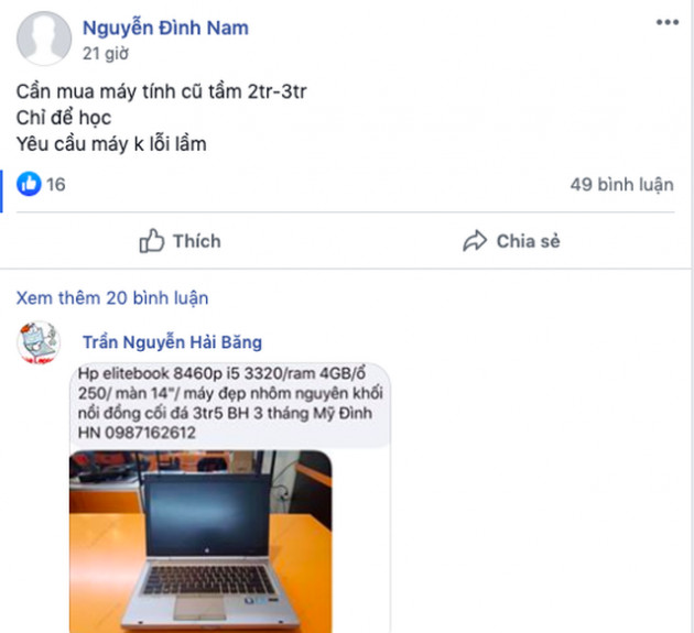 Học online mùa dịch lên ngôi, laptop cũ dưới 3 triệu 'cháy hàng'