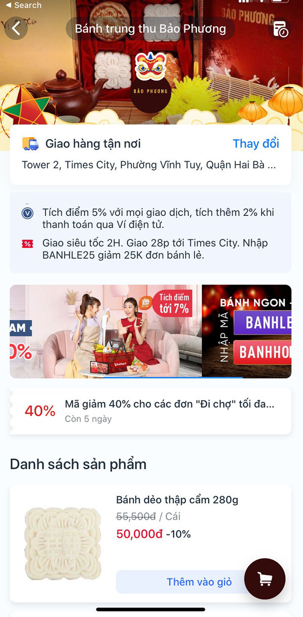 Không cần xếp hàng, dễ dàng mua bánh Trung thu Bảo Phương trên VinID