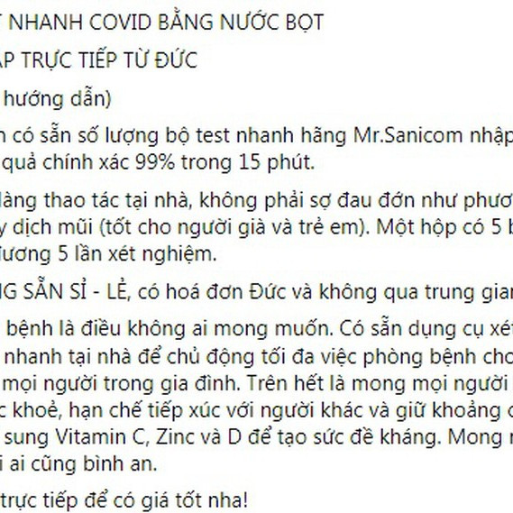 Kít test nhanh Covid-19 bằng nước bọt tràn lan... coi chừng 'ngậm quả đắng'icon