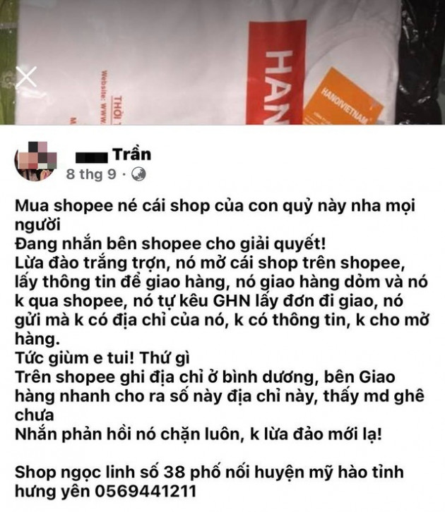 Mánh khóe lừa đảo mới trên Shopee: Mua quần áo tập nhận ba lỗ rởm