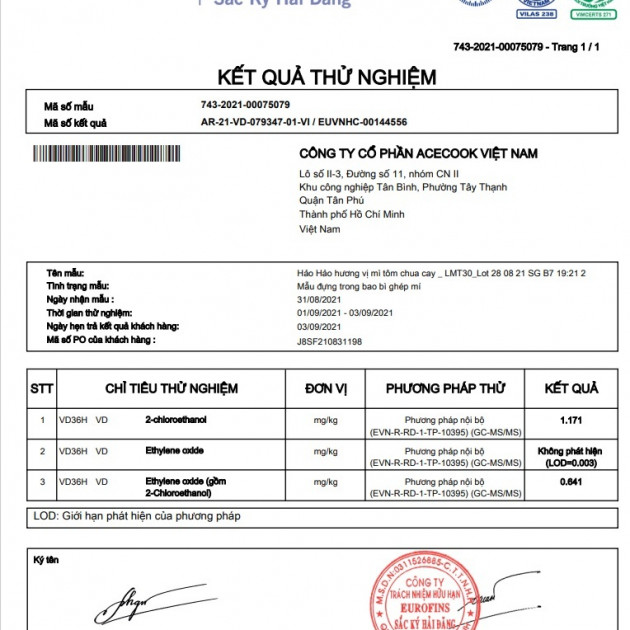 Mì Hảo Hảo nhiễm chất cấm do nhà cung cấp dùng khử khuẩn nguyên liệuicon