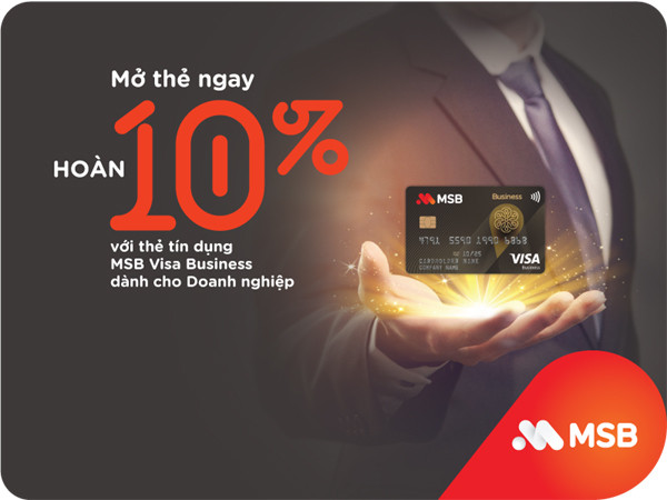 MSB ra mắt thẻ tín dụng cho doanh nghiệp với hạn mức 4 tỷ đồng