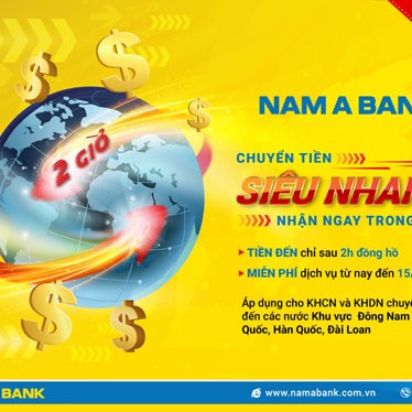 Nam A Bank miễn phí dịch vụ chuyển tiền quốc tế