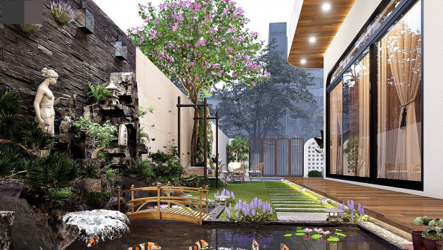 Nhà cấp 4 hình chữ L, xây dựng chỉ 750 triệu đẹp như resort