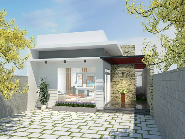 Nhà ống 1 tầng 5x20m chuẩn tỉ lệ vàng, sân vườn như chốn nghỉ dưỡng