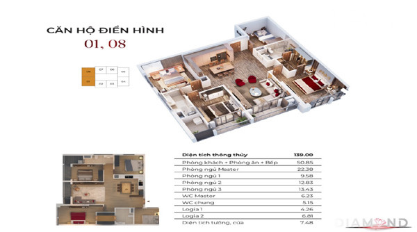 ‘Nhà sang không gian phải rộng’: căn hộ 4 phòng ngủ tại Diamond - Goldmark City