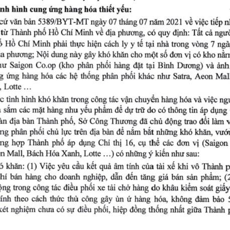 Phản hồi từ TP.HCM: Văn bản của Bộ Y tế 'gây khó' cho cung ứng hàng hóa