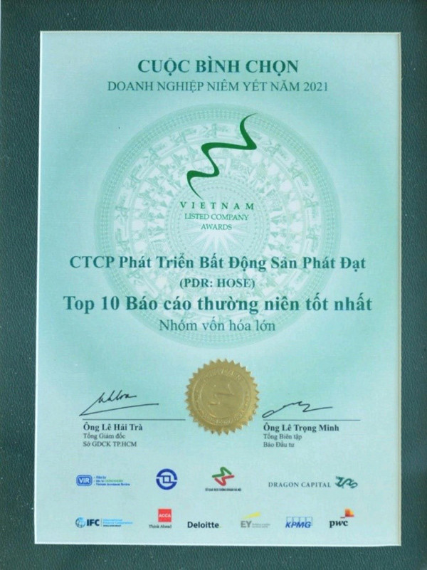 Phát Đạt dẫn đầu top 10 DN niêm yết có Báo cáo thường niên tốt nhất