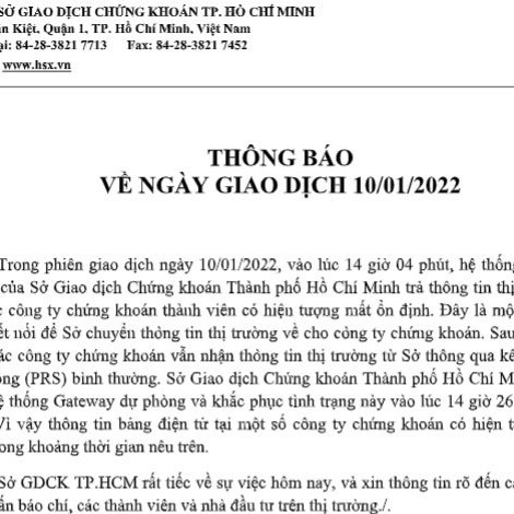 Sàn chứng khoán treo, lời giải thích tối muộn của HOSEicon