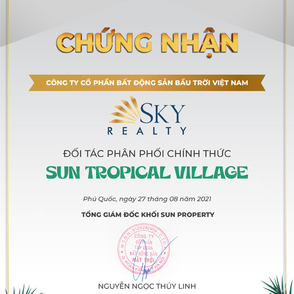 Sky Realty - đối tác chiến lược phân phối dự án Sun Tropical Villageicon