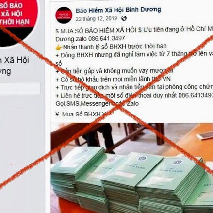 Tài khoản Facebook mạo danh BHXH thu mua sổ bảo hiểmicon