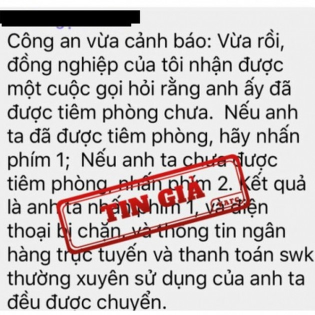 Thực hư cuộc gọi hỏi tiêm phòng vắc xin rồi bị chiếm điện thoại, mất tài khoản ngân hàngicon