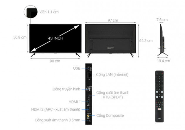 Top 5 mẫu TV thông minh 43 inch giá rẻ dưới 6 triệu