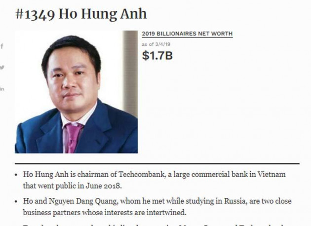 Tỷ phú USD người Việt liên tiếp rớt khỏi danh sách Forbes