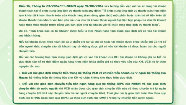 Vì sao vẫn bị trừ tiền khi chuyển cho tài khoản đã 'tạm khóa báo có'?