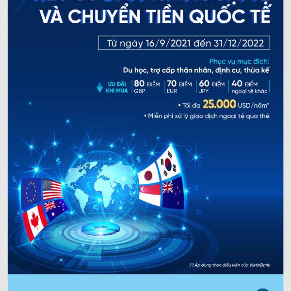 VietinBank ưu đãi khách mua ngoại tệ, chuyển tiền quốc tế