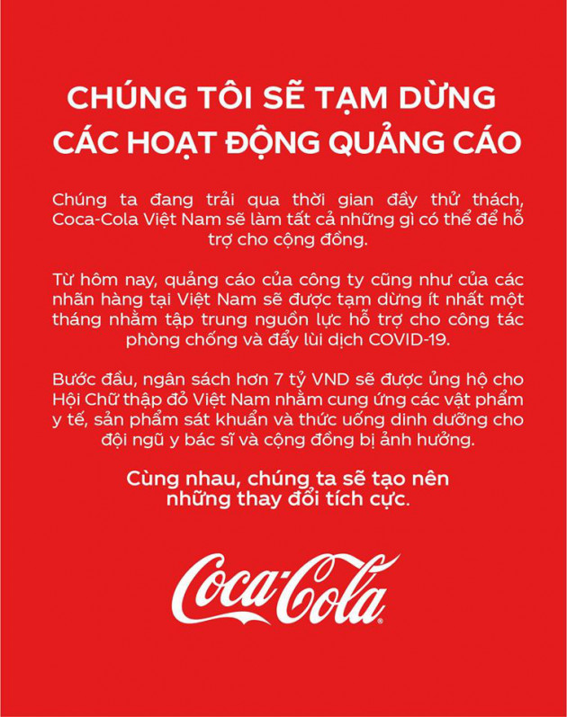 Coca-Cola ủng hộ 7 tỷ đồng hỗ trợ Việt Nam phòng, chống dịch Covid-19