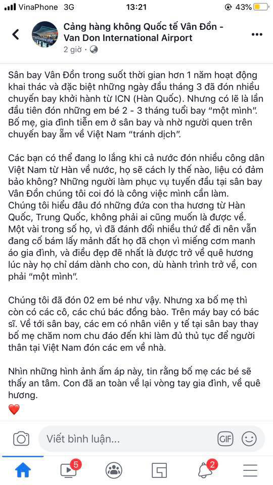 Em bé 2 tháng tuổi “một mình” từ Hàn Quốc về nước tránh dịch Covid-19