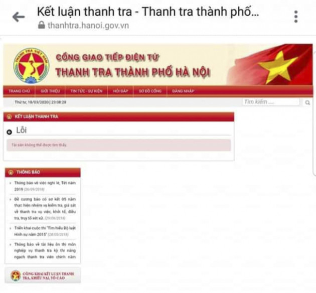 Kết luận thanh tra liên quan Phó Chủ tịch Hà Nội bị gỡ bỏ, vì sao?