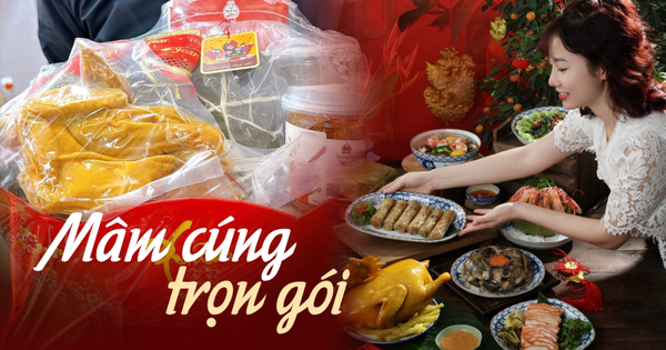 Mâm cỗ Tết giao tận nhà năm nay được săn lùng, nguyên con gà luộc, bánh chưng, canh măng đóng gói thành giỏ như quà biếu mang về