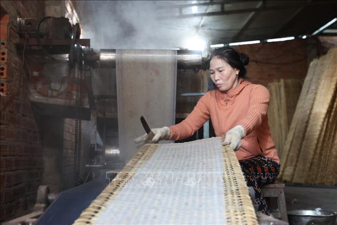 Làng nghề bánh tráng 'chạy' đơn hàng Tết - Ảnh 2